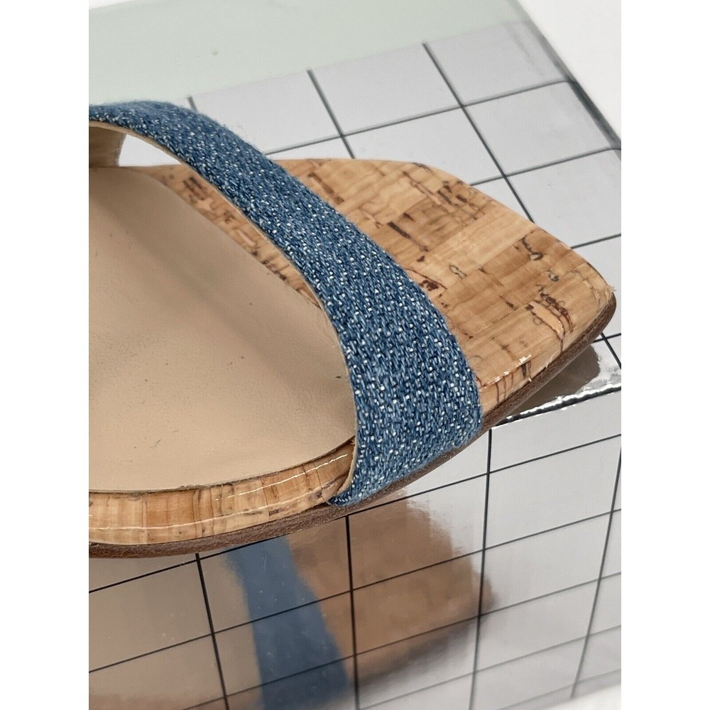 Stuart Weitzman Wedge Sandal Square Toe‎ Heel Washed Blue Women's Size 5.5 New - Picture 5 of 12